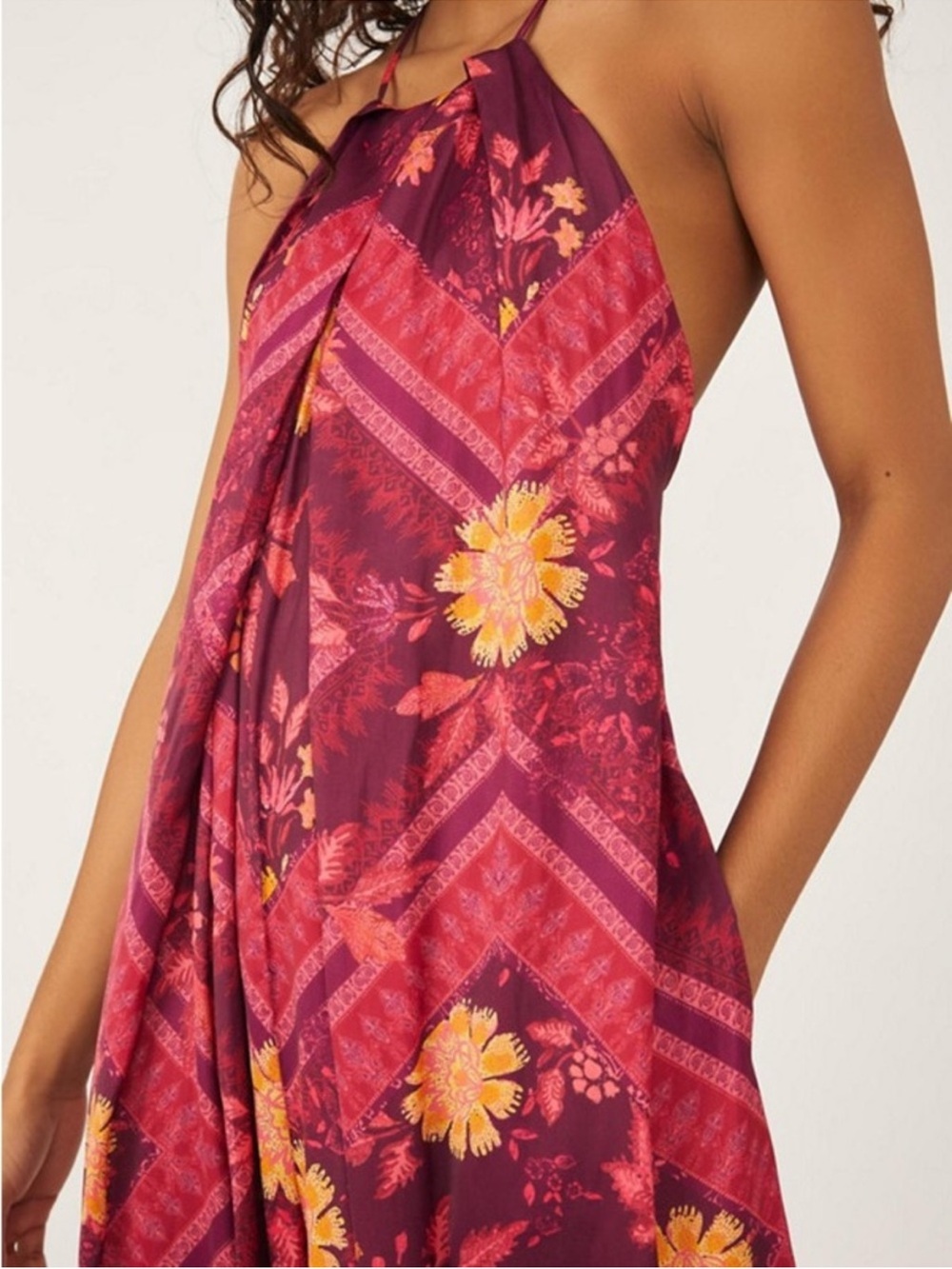 Free People Luca Floral Halter Neck Wide Leg Jumpsuit - Picture 3 of 8